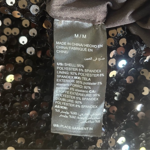 White House Black Market Black Sequin Open Back Holiday Party Dress Size M - Picture 5 of 8